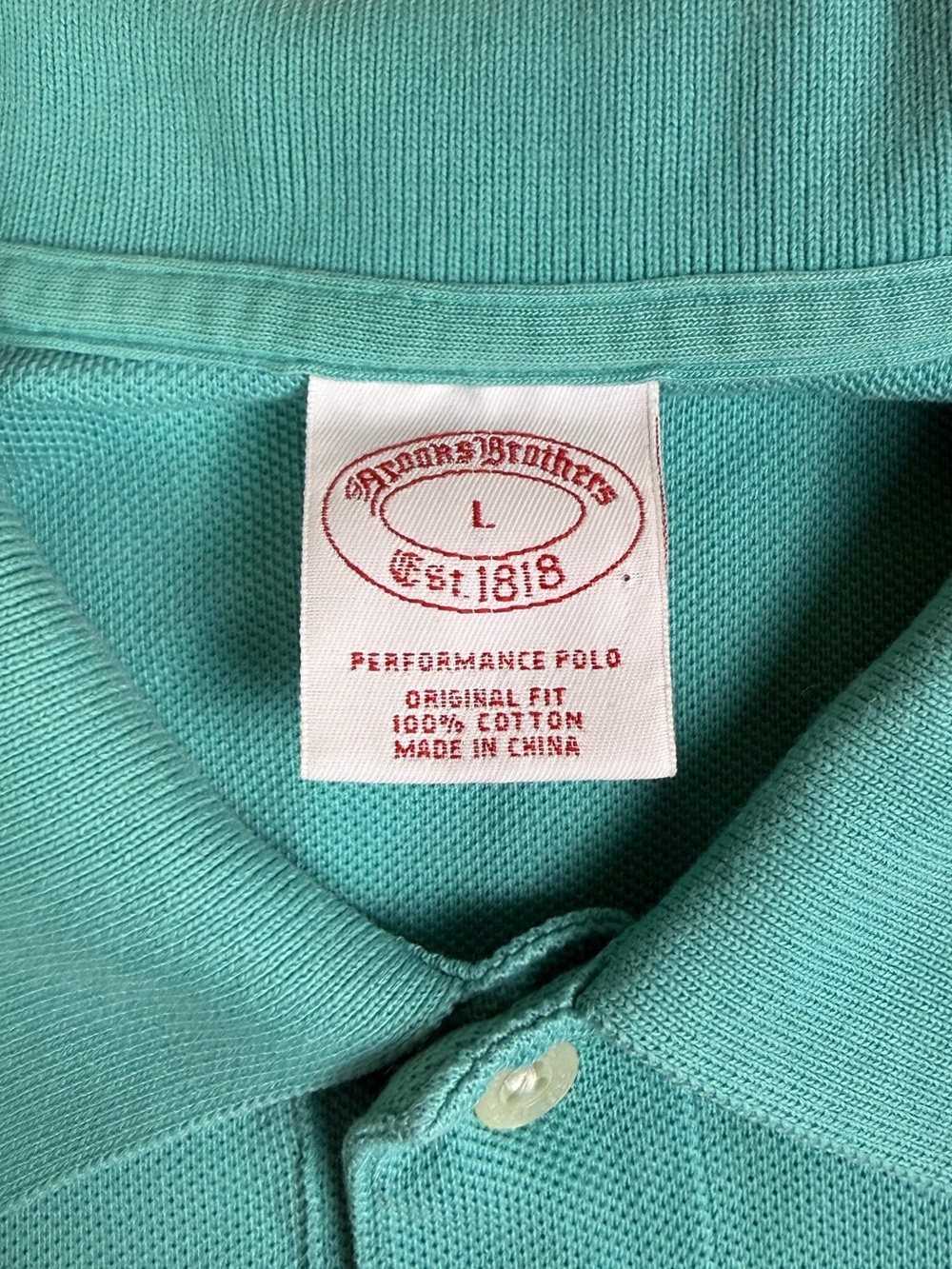 Brooks Brothers Performance Polo Shirt Mens L Aqua Turquoise Original Fit - Picture 3 of 10